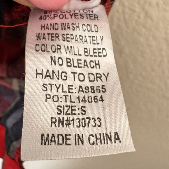 UMGEE Red Plaid Hysteric Patches Lightweight Blouse Womens OVERSIZED Small - Picture 10 of 12